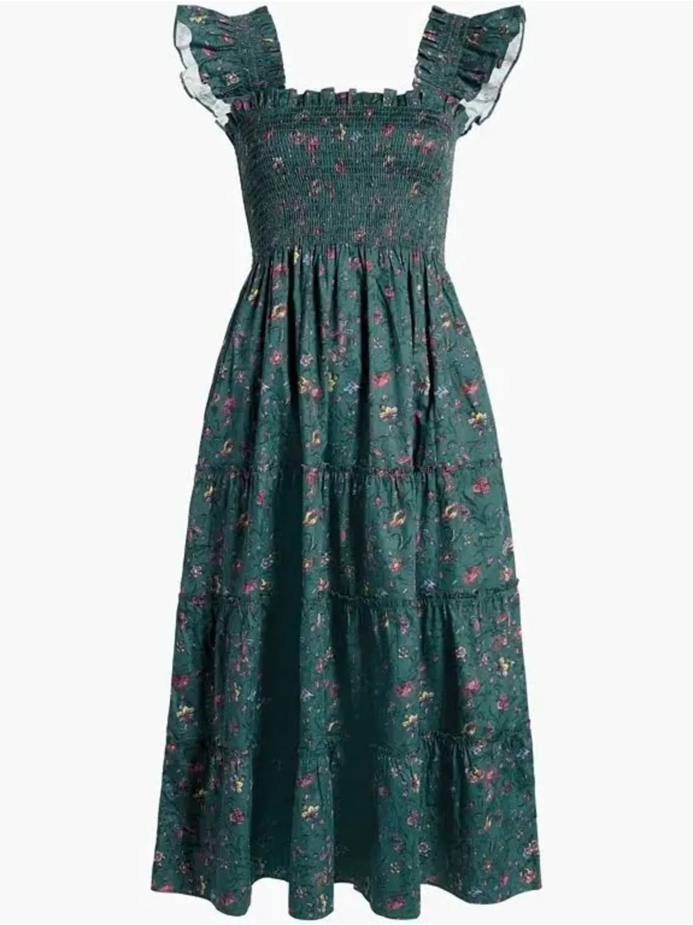 Hill House Home Ellie Nap Dress in Bottle Green Fleur Chintz Size L - Picture 1 of 5